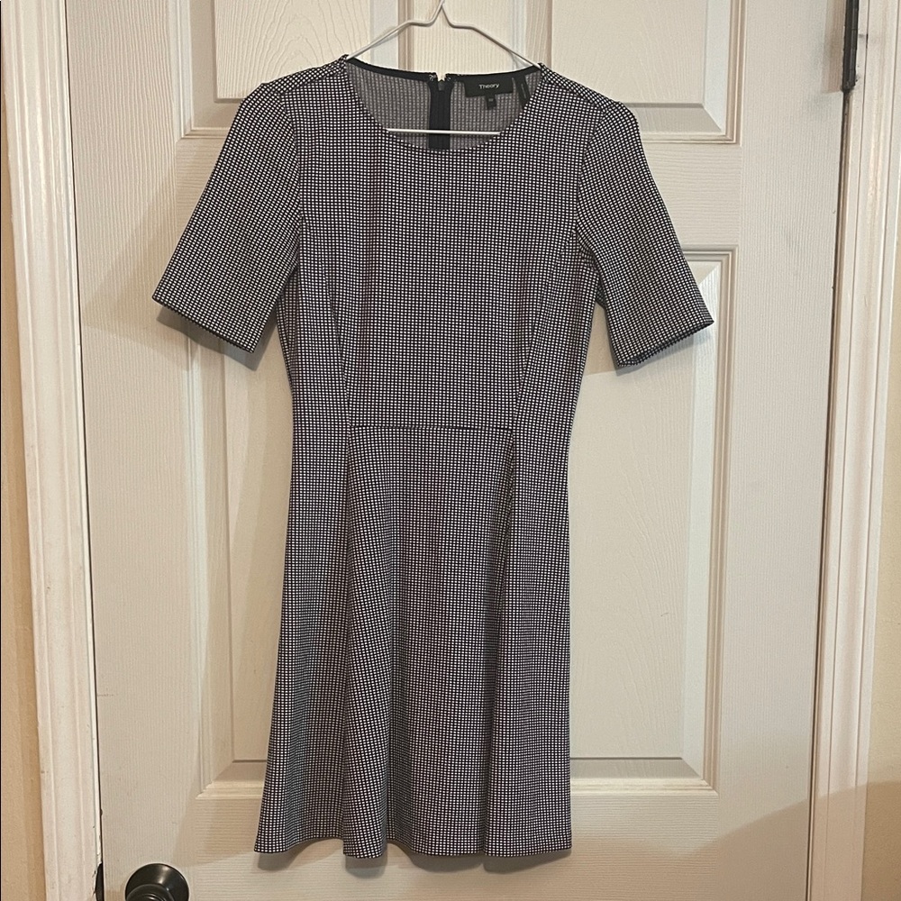 Theory Fit And Flare Checkered Mini Dress